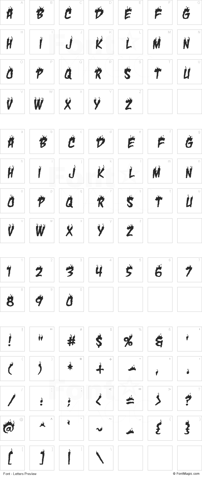 Char BB Font - All Latters Preview Chart